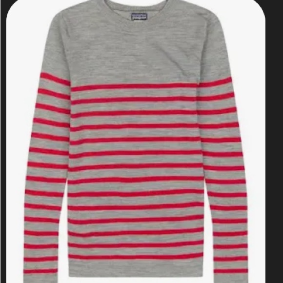 Patagonia Women’s Long Sleeve Gray and Red Striped Tee - Picture 5 of 5